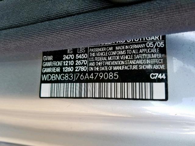 WDBNG83J76A479085 - 2006 MERCEDES-BENZ S 430 4MAT SILVER photo 10