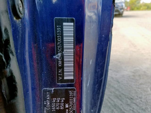 KMHCN35C57U031391 - 2007 HYUNDAI ACCENT BAS BLUE photo 10