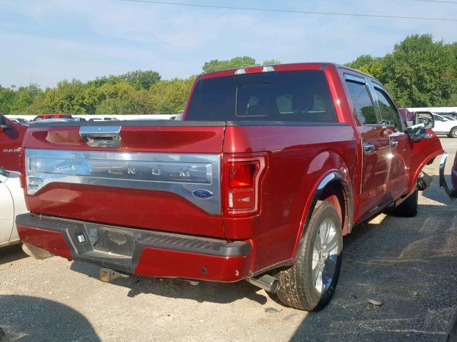 1FTEW1CG9FFC92952 - 2015 FORD F150 SUPER RED photo 4