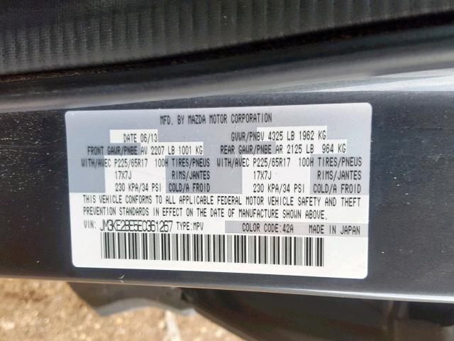 JM3KE2BE5E0361267 - 2014 MAZDA CX-5 SPORT GRAY photo 10