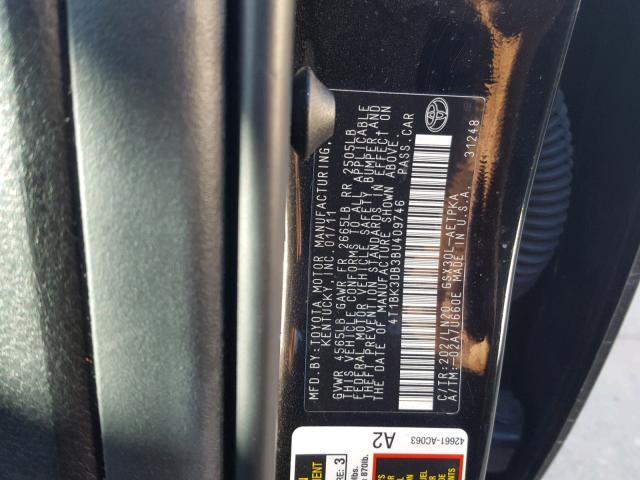 4T1BK3DB3BU409746 - 2011 TOYOTA AVALON BAS BLACK photo 10