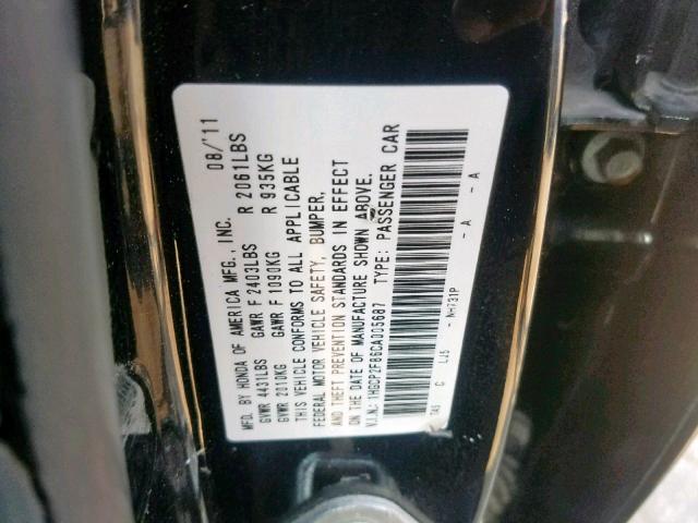 1HGCP2F86CA005687 - 2012 HONDA ACCORD EXL BLACK photo 10