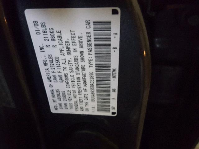 19UUA66258A032850 - 2008 ACURA TL GRAY photo 10