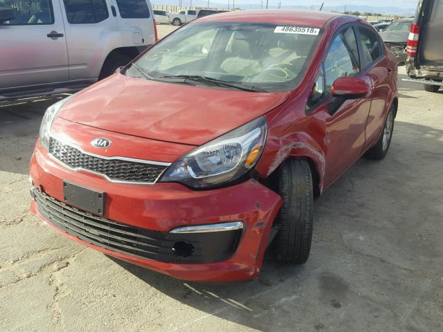 KNADN4A38G6633952 - 2016 KIA RIO EX RED photo 2