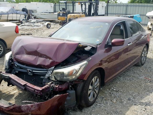 1HGCR2F37DA149569 - 2013 HONDA ACCORD LX MAROON photo 2