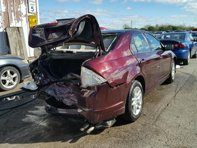 3FAHP0GAXCR270974 - 2012 FORD FUSION S BURGUNDY photo 4