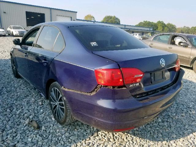 3VW2K7AJ9BM071777 - 2011 VOLKSWAGEN JETTA BASE BLUE photo 3