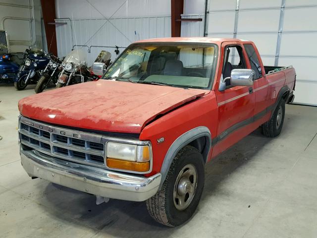 1B7GL23Y7RS600549 - 1994 DODGE DAKOTA RED photo 2