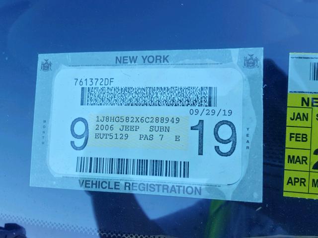 1J8HG582X6C288949 - 2006 JEEP COMMANDER 银色 照片 10