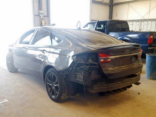 3FA6P0LU0JR231475 - 2018 FORD FUSION SE GRAY photo 3