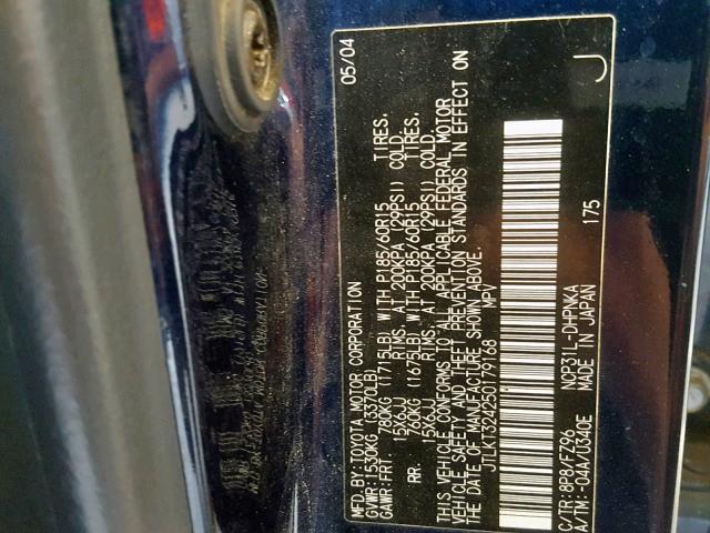 JTLKT324250179168 - 2005 TOYOTA SCION XB Blau Foto 10