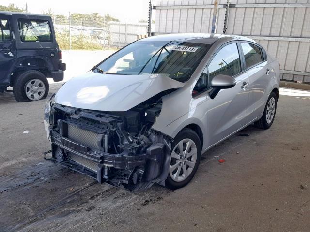 KNADN4A30E6344559 - 2014 KIA RIO EX SILVER photo 2