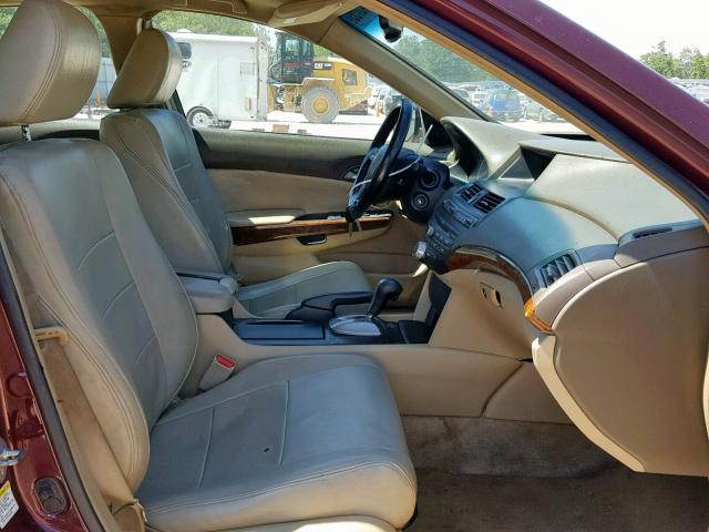 1HGCP26809A111013 - 2009 HONDA ACCORD EXL MAROON photo 5