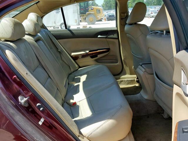 1HGCP26809A111013 - 2009 HONDA ACCORD EXL MAROON photo 6