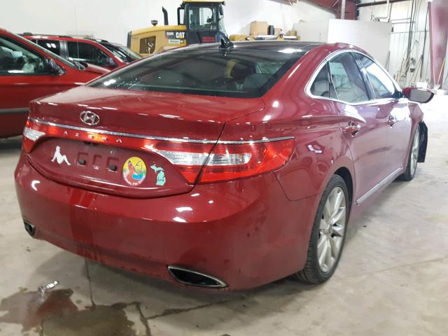 KMHFH4JG6DA243443 - 2013 HYUNDAI AZERA GLS RED photo 4