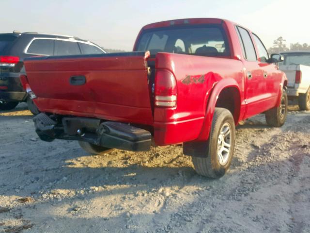 1D7HG38K64S559963 - 2004 DODGE DAKOTA QUA RED photo 4