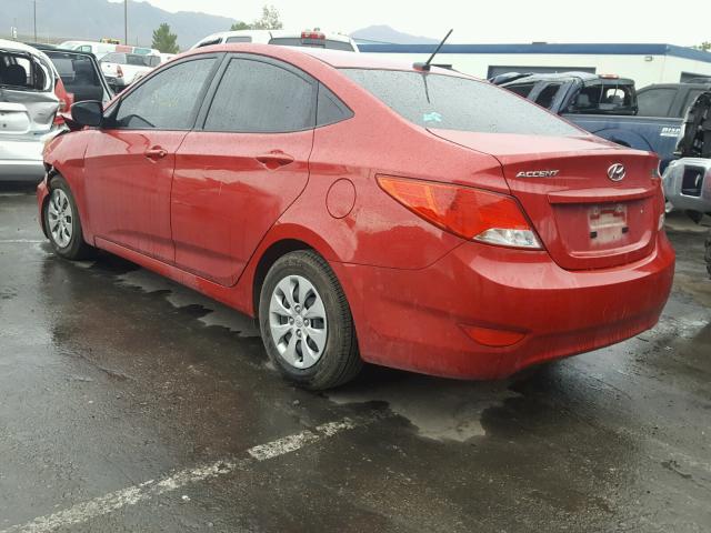 KMHCT4AE3GU164265 - 2016 HYUNDAI ACCENT SE RED photo 3