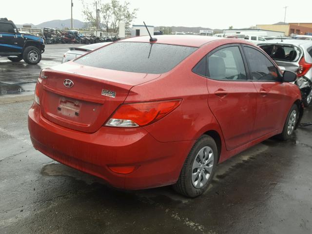 KMHCT4AE3GU164265 - 2016 HYUNDAI ACCENT SE RED photo 4