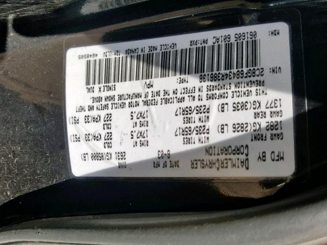 2C8GF68434R386138 - 2004 CHRYSLER PACIFICA BLACK photo 10