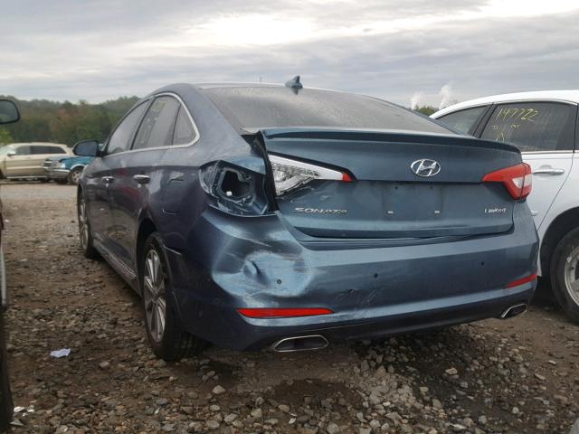 5NPE34AF6HH586001 - 2017 HYUNDAI SONATA SPO BLUE photo 3