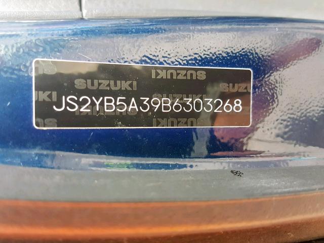 JS2YB5A39B6303268 - 2011 SUZUKI SX4 BLUE photo 10