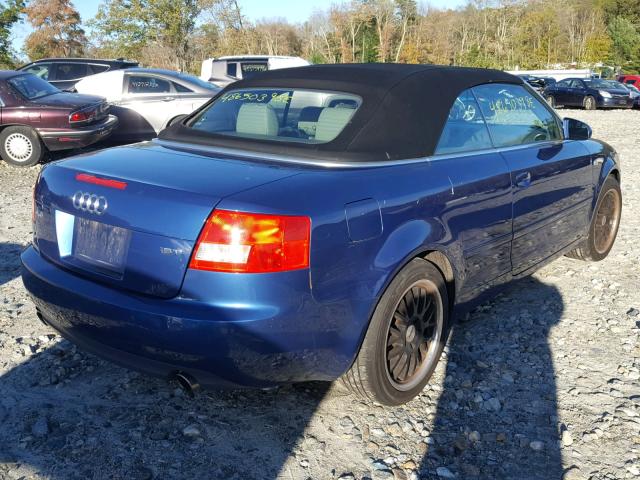 WAUAC48H54K014724 - 2004 AUDI A4 1.8 CAB BLUE photo 4