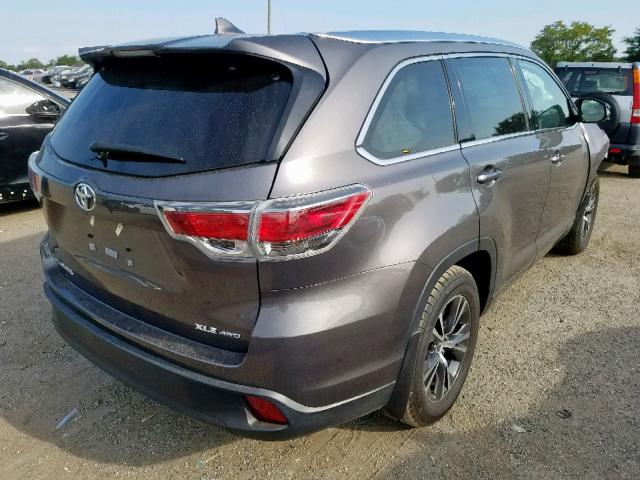 5TDJKRFH8GS308024 - 2016 TOYOTA HIGHLANDER GRAY photo 4