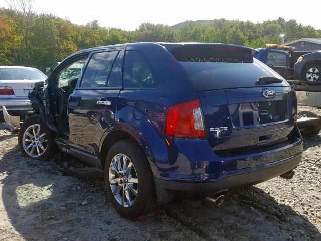 2FMDK4JC0BBA82742 - 2011 FORD EDGE SEL BLUE photo 3