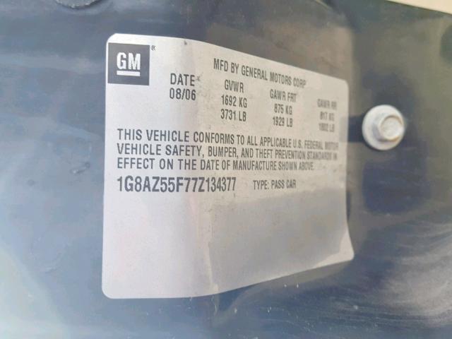 1G8AZ55F77Z134377 - 2007 SATURN ION LEVEL GREEN photo 10