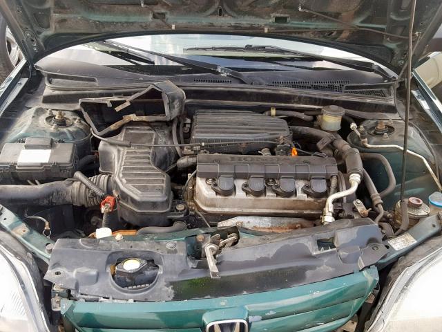 JHMES16251S003379 - 2001 HONDA CIVIC DX GREEN photo 7