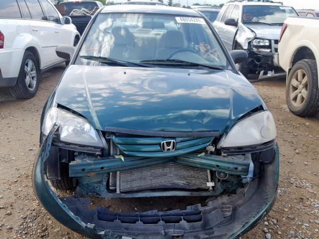 JHMES16251S003379 - 2001 HONDA CIVIC DX GREEN photo 9