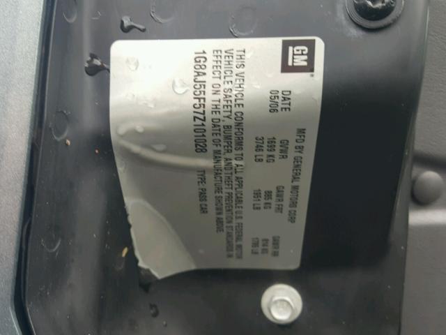 1G8AJ55F57Z101028 - 2007 SATURN ION LEVEL GRAY photo 10