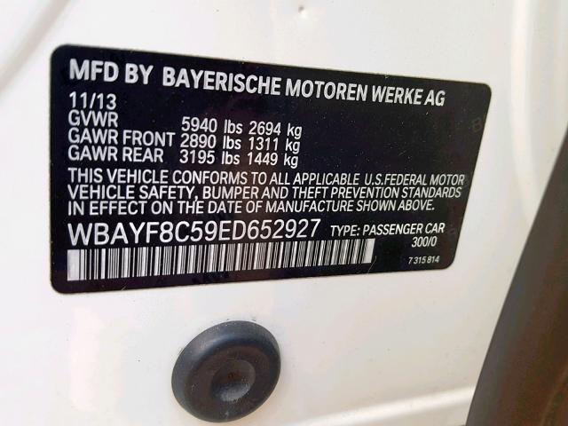 WBAYF8C59ED652927 - 2014 BMW ALPINA B7 WHITE photo 10