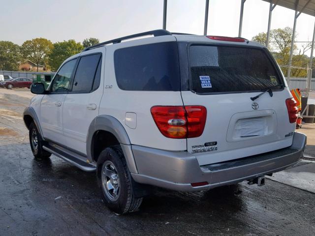 5TDZT34A22S120739 - 2002 TOYOTA SEQUOIA SR WHITE photo 3