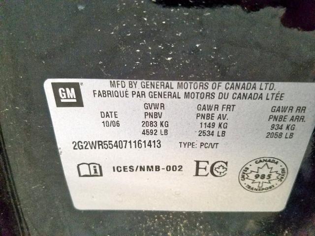 2G2WC58C661267786 - 2006 PONTIAC GRAND PRIX BLACK photo 10
