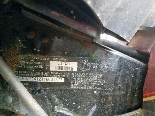 1HD1FC4127Y660137 - 2007 HARLEY-DAVIDSON FLHTCUI MAROON photo 10