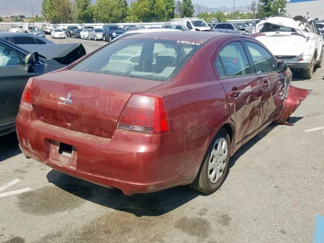 4A3AB36FX7E078324 - 2007 MITSUBISHI GALANT ES MAROON photo 4