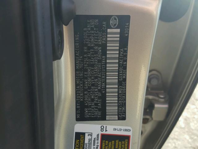 4T1BK1EB2EU131848 - 2014 TOYOTA AVALON BAS Qızıl foto 10