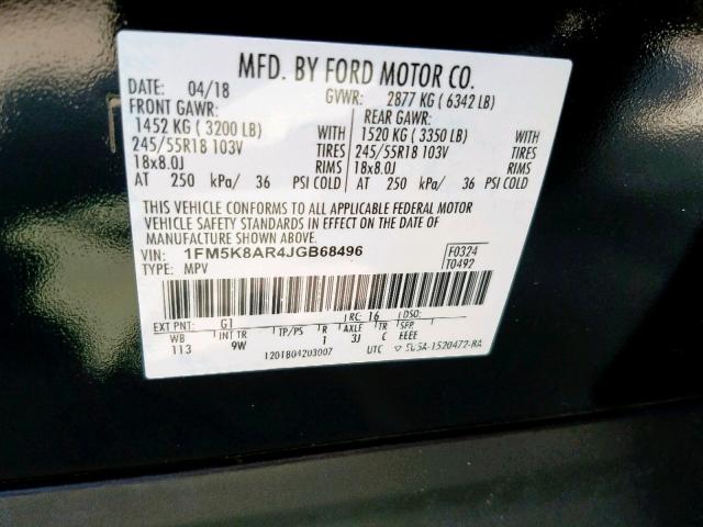 1FM5K8AR4JGB68496 - 2018 FORD EXPLORER P BLACK photo 10