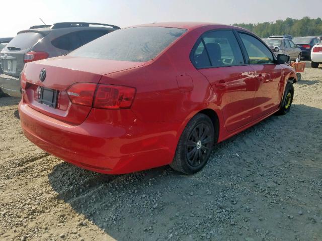 3VW2K7AJ0DM297533 - 2013 VOLKSWAGEN JETTA BASE RED photo 4