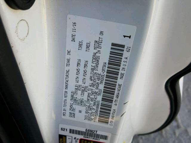 5TFRX5GN5HX080691 - 2017 TOYOTA TACOMA ACC თეთრი ფოტო 10