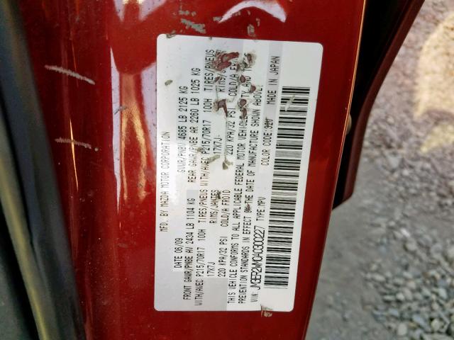 JM3ER2WM0A0300227 - 2010 MAZDA CX-7 RED photo 10