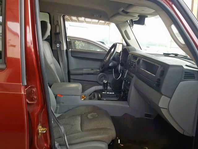 1J8HH48K97C612580 - 2007 JEEP COMMANDER BURGUNDY photo 5