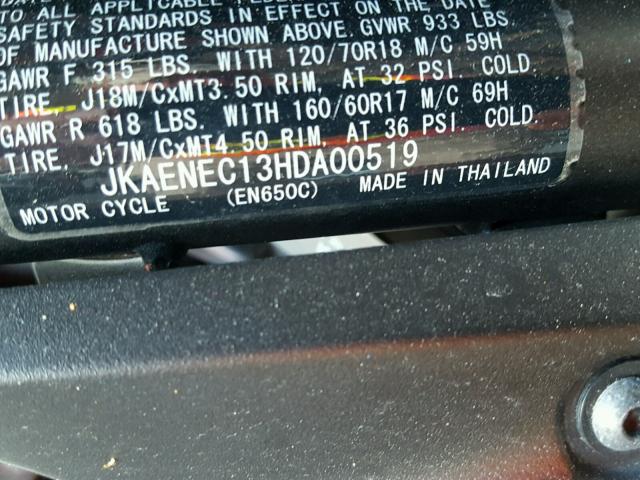 JKAENEC13HDA00519 - 2017 KAWASAKI EN650 C BLACK photo 10