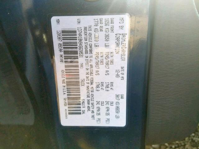 1D7HA18N94S620531 - 2004 DODGE RAM 1500 S BLUE photo 10