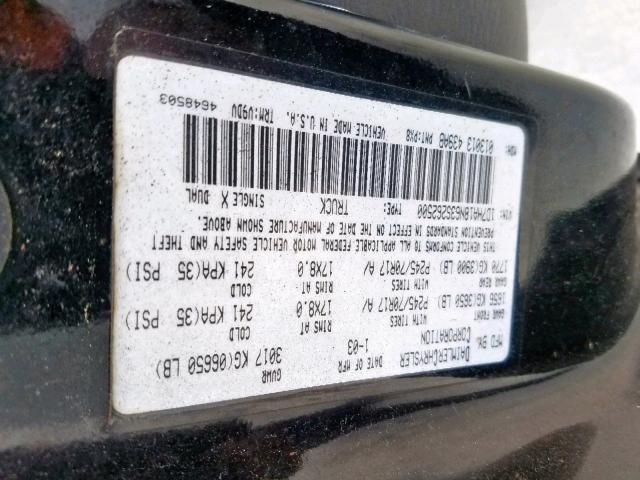 1D7HA18N63S262500 - 2003 DODGE RAM 1500 S BLACK photo 10