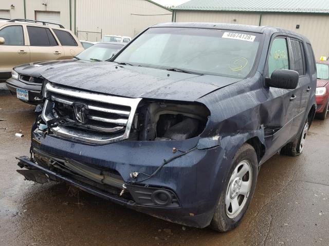 5FNYF4H21CB013456 - 2012 HONDA PILOT LX BLUE photo 2