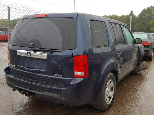 5FNYF4H21CB013456 - 2012 HONDA PILOT LX BLUE photo 4