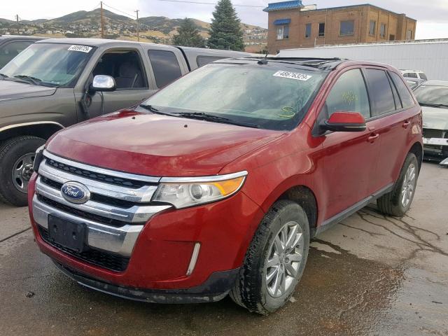 2FMDK4JC4DBA90586 - 2013 FORD EDGE SEL BURGUNDY photo 2