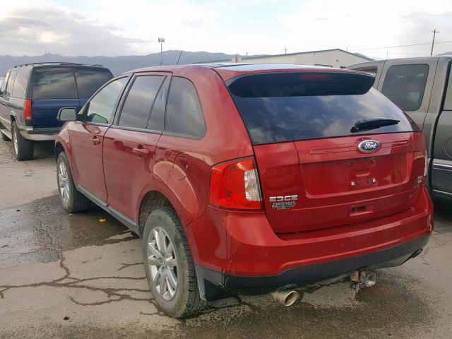 2FMDK4JC4DBA90586 - 2013 FORD EDGE SEL BURGUNDY photo 3